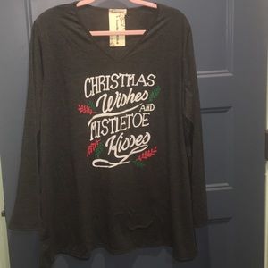 Christmas Wishes, Mistletoe Kisses~Women’s Top 2X